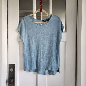 Nicole Miller 100% Linen Short Sleeve Top, Sz S